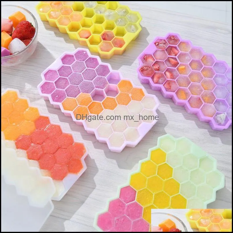 honeycomb ice cube trays reusable silicone ice-cube mold bpa free ice maker with removable lids