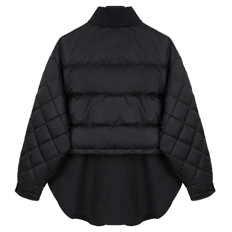 EAM Fake Two DrawString CottonPadded Coat Lange mouw losse fit Women Parkas Fashion Autumn Winter 1DD2101 201201