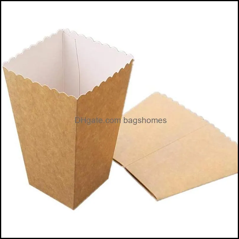 disposable dinnerware 6pcs natural kraft treat popcorn box for wedding party supply decoration christmas birthday candy gift cups