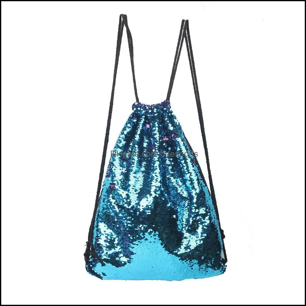 Lady Bundle Pocket Fashion Blingbling Mermaid Sequin Sports Both Shoulders Bag Outdoor Travel Storage Backpacks Multi Colors 22lj C R