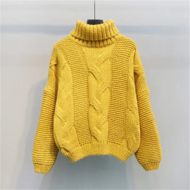 Turtleneck Pullovers Sweater Autumn Winter Short Sweater Women Knitted Casual Soft Jumper Fashion Long Sleeve Pull Femme 201204