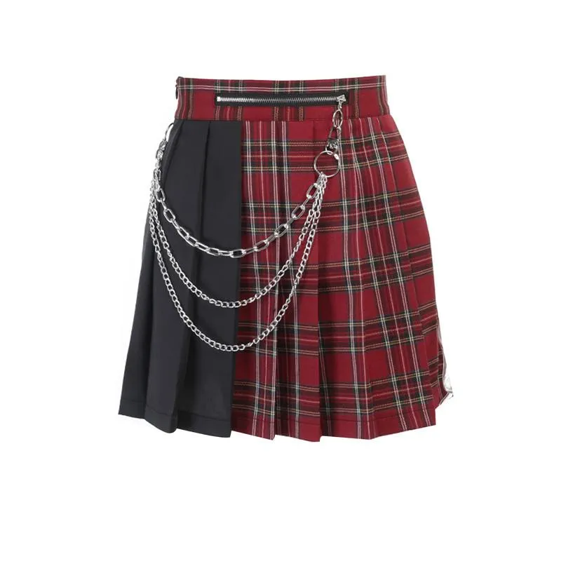 Xingqing Womens Christmas Plaid Mini Skirt High Waist Pleated Zipper And Chain Included Sexy And Cute School Girl Tartan Skirt Womens From Shahambie 18.35 DHgate.Com