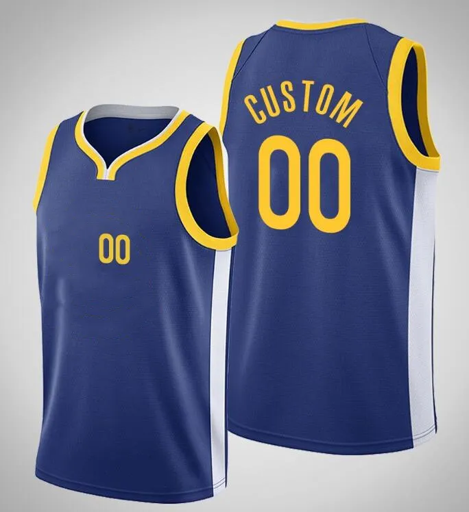 Tryckt Golden State Custom DIY Design Basketball Jerseys Customization Team Uniforms Skriv ut Personliga Any Name Number Mens Women Kids Youth Blue Jersey