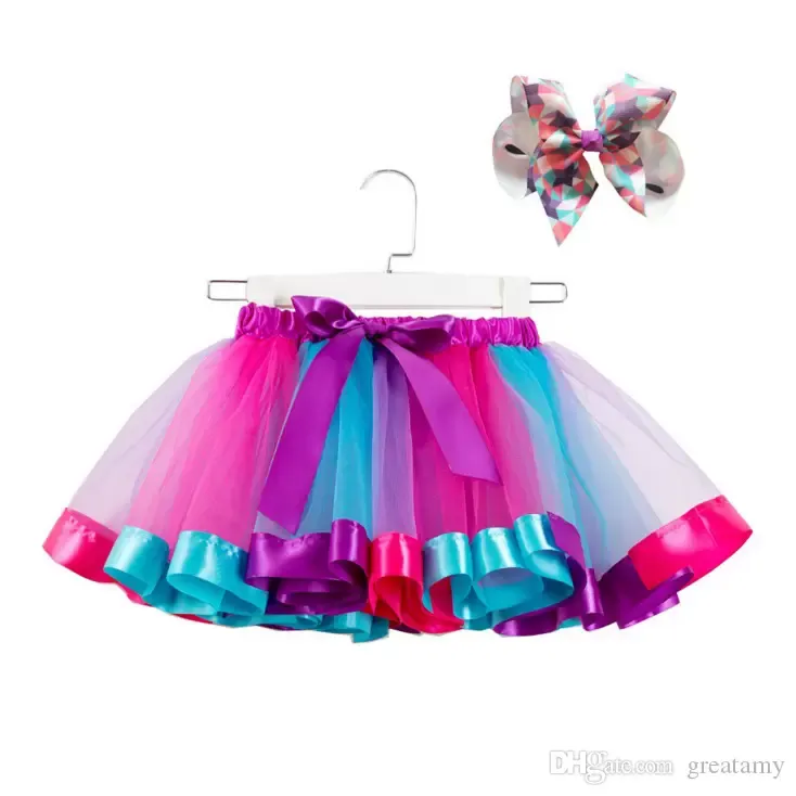 baby girls tutu dress candy rainbow color babies skirts with headband sets kids holidays dance dresses tutus