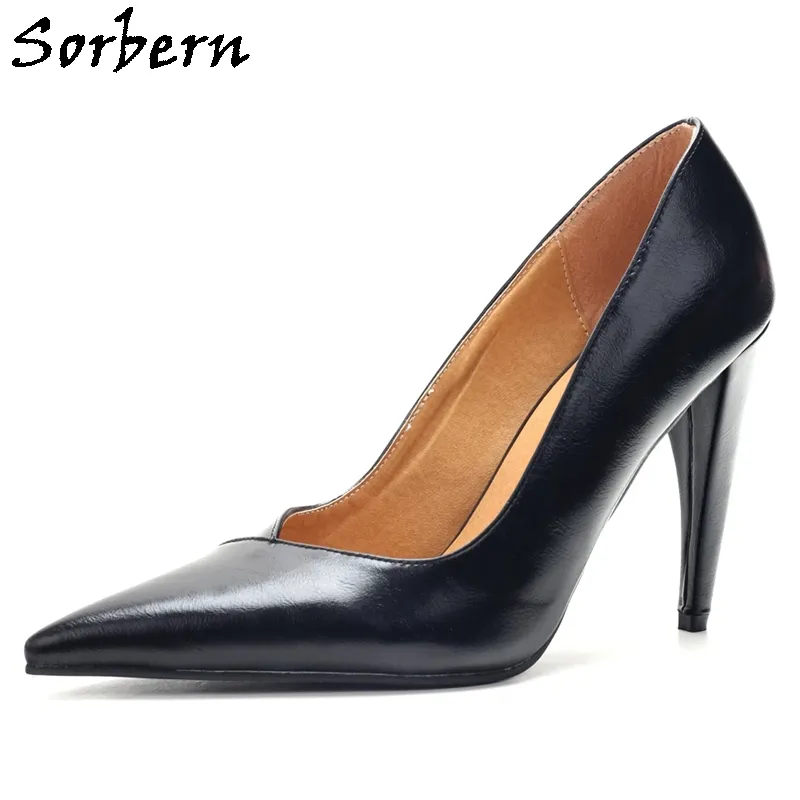 Sorbern Cute Bonito Mulheres Bomba Sapato Salto Alto Salto Apontarado Crossdresser Alternativa Moda Feminina Pista Feminina 10cm Gatinho Salto