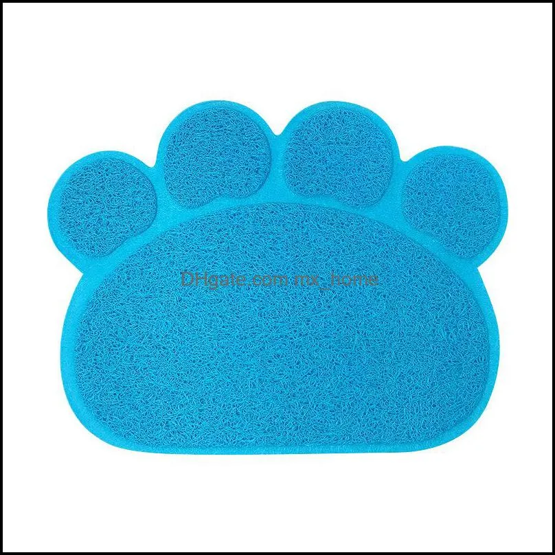 pet anti-skid mat puppy paw shape dog soft placemat pet cat dish bowls feeding food solid color pvc pad easy clean dog supplies dbc