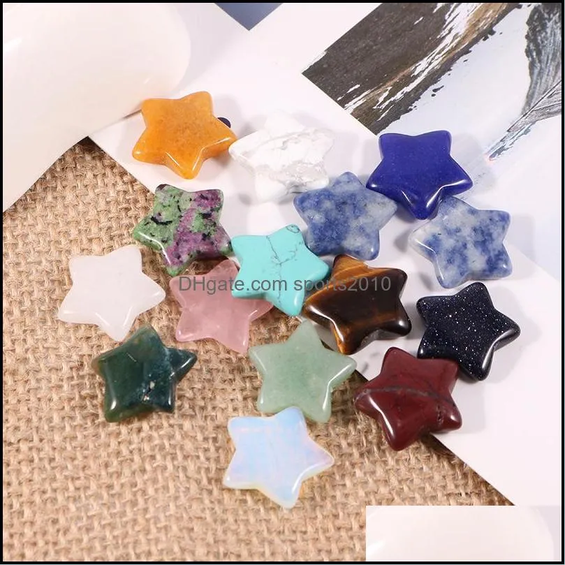 20mm random color mini star statue natural stone carving home decoration crystal polishing gem sports2010