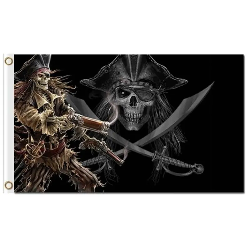 3x5ft Polyester Pirate Flags украшения флаг 3x5 футов пользовательский баннер 220616