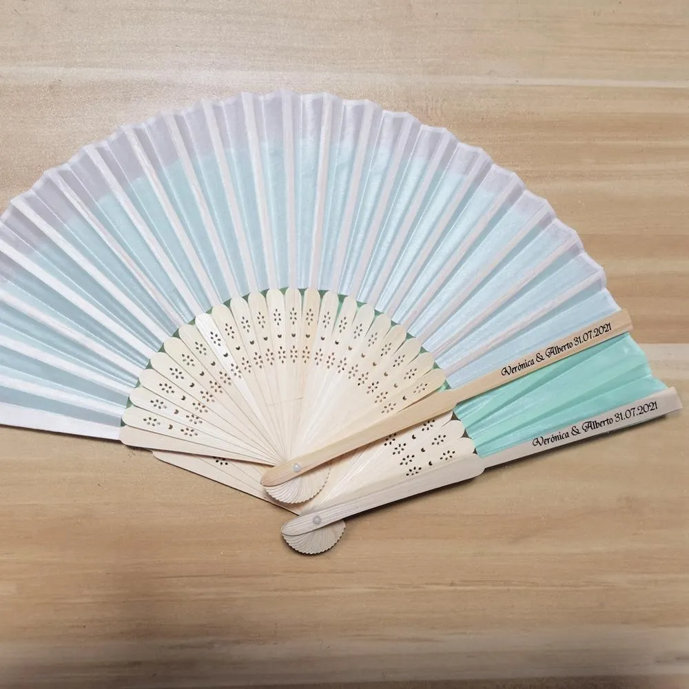 Fan de casamento de gravação de impressão personalizada Fan de seda fã personalizado pano Hand Fan Gift Dh484