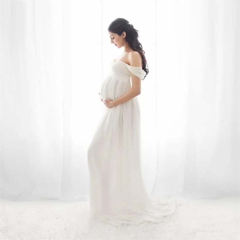 Sexy Maternity Dresses For Po Shoot Chiffon Pregnancy Dress Pography Prop Maxi Gown Pregnant Women Clothes D30 220419