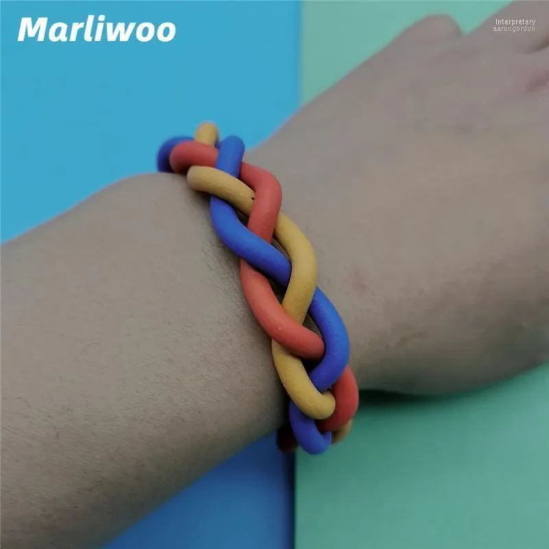 Marliwoo Bracelets multicolores pour femmes bijoux en caoutchouc faits à la main Bracelet Boho accessoires de fête chaîne de mode élasticité Bracelets Bracelet Inte