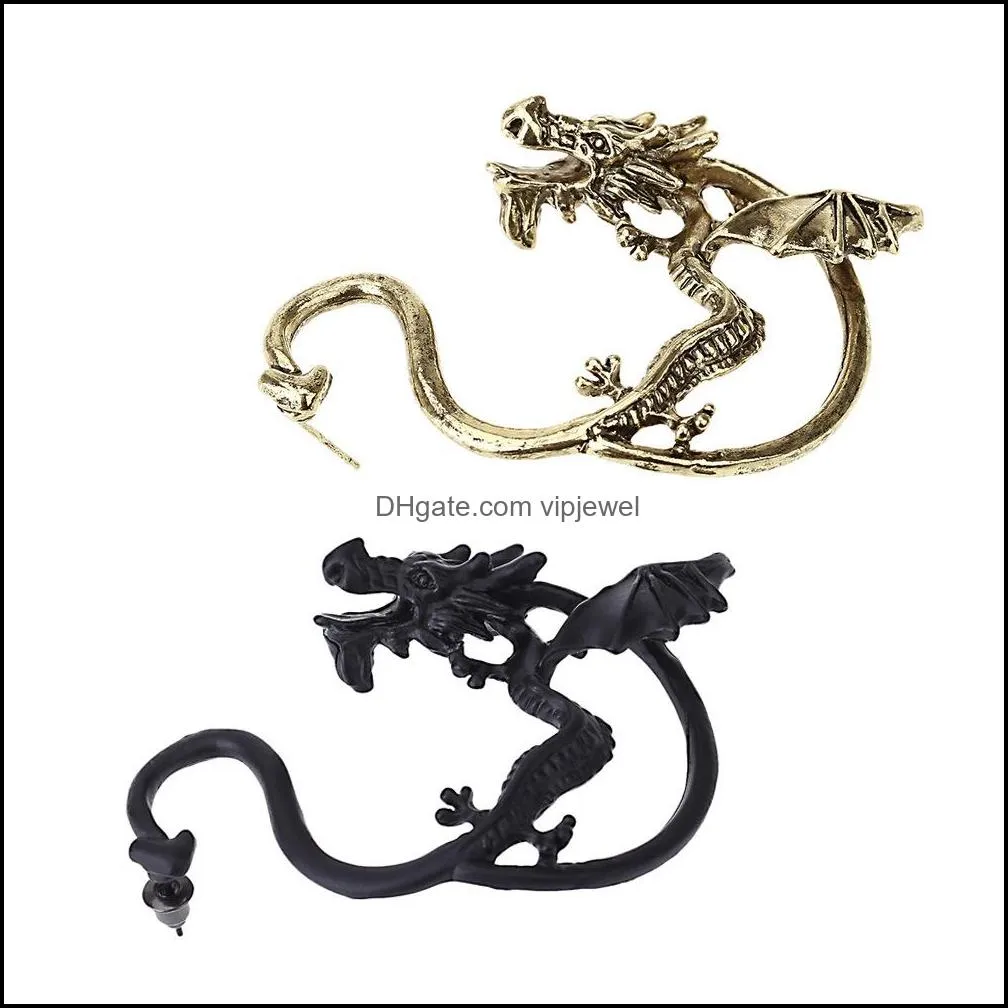 Men`s Punk Dragon shape Earrings Gothic Non Piercing Clip on Ear Cuff For women Fashion Jewelry in Bulk