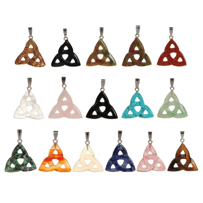 Pendant Necklaces 6PCS Mixed Color Earring Necklace For Girls DIY Making Charms Fine Jewelry Pure Natural Gem Stone Pendants Seven Chakra