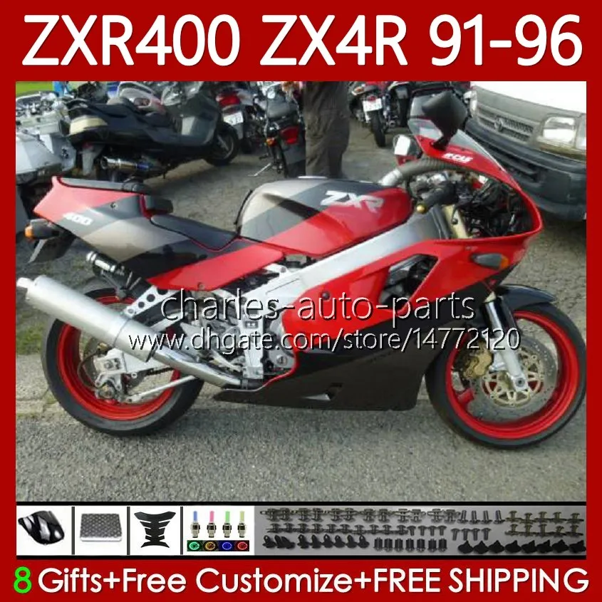 Body Kit For KAWASAKI NINJA ZXR 400 CC ZX-4R ZXR400 Red black 91 92 93 94 95 96 Cowling 138No.13 ZX4R 400CC ZX 4R ZXR-400 1991 1992 1993 1994 1995 1996 ABS Full Fairings