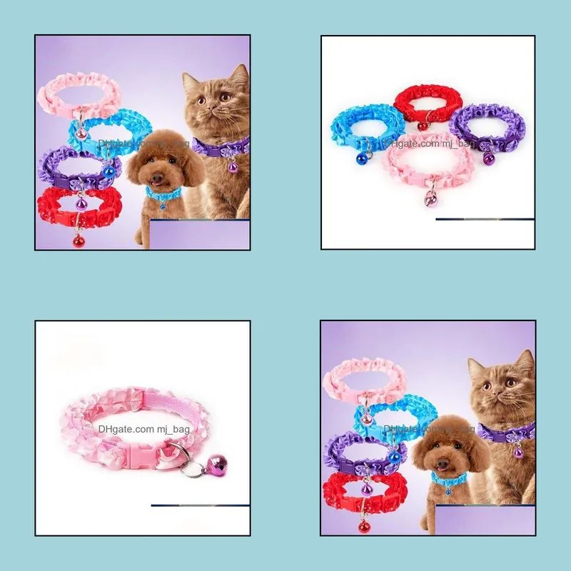 1PC Cute Lace Small Dog Collar Adjustable Bell Cat Cute Buckle Collar Pet Supplies Puppy