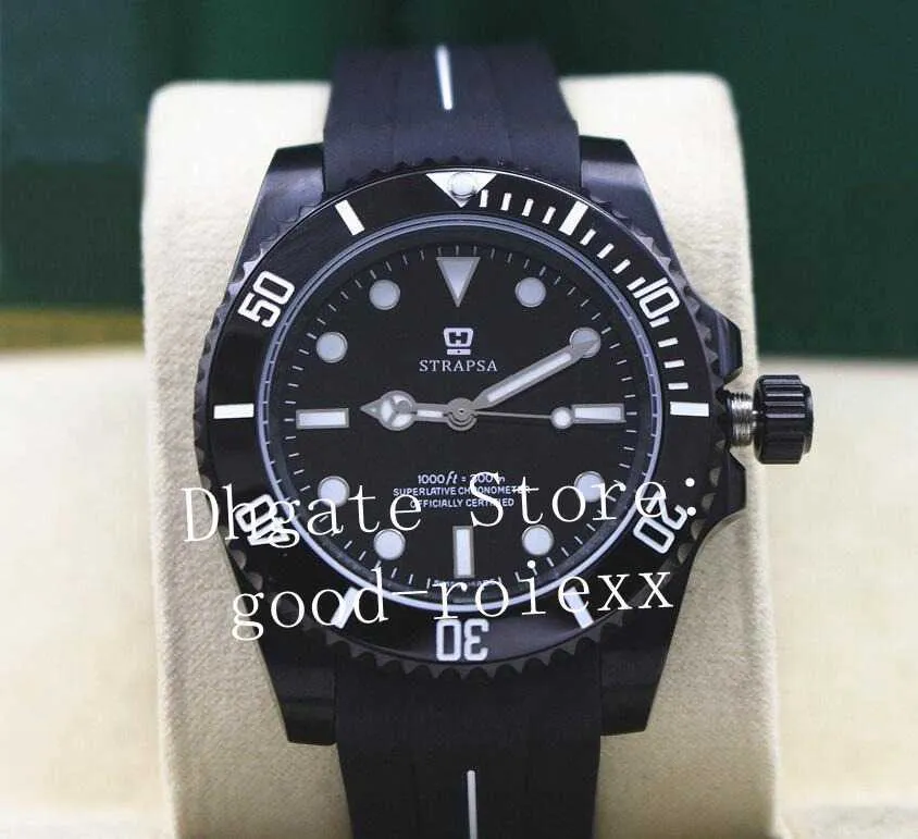 Новый черный PVD Mens Automatic Mechanical 2813 Sapphire Watch Men Sport Diveb Rubberb Bess Sub 114060 часов 14060 Oysterflex.