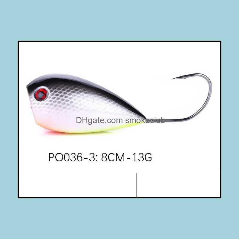 8PCS 8cm/13g 3.14in/0.45oz Single hook Popper 8colors mixed hard baits Artificial Fishing Lure Sea Bionic baits High-quality!