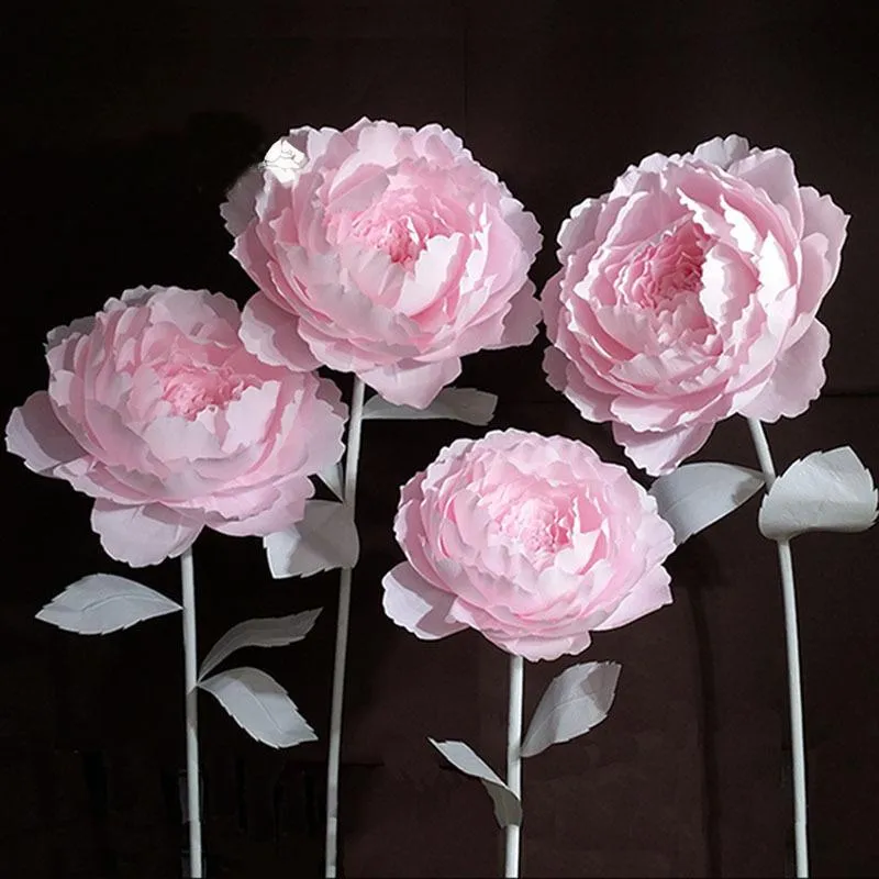 Flores gigantes de papel grande peônia folhas folhas de casamento em casa Diy Faculdades de fundo de pano de fundo de parede de decoração de moda artesanato de moda