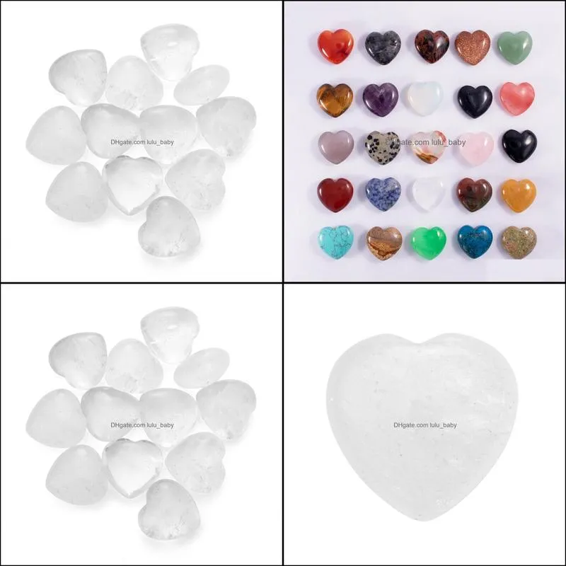 Natural rock Crystal Stone Ornaments Carved 25*10MM Heart Chakra Reiki Healing Quartz Mineral Tumbled Gemstones Hand Home Decor