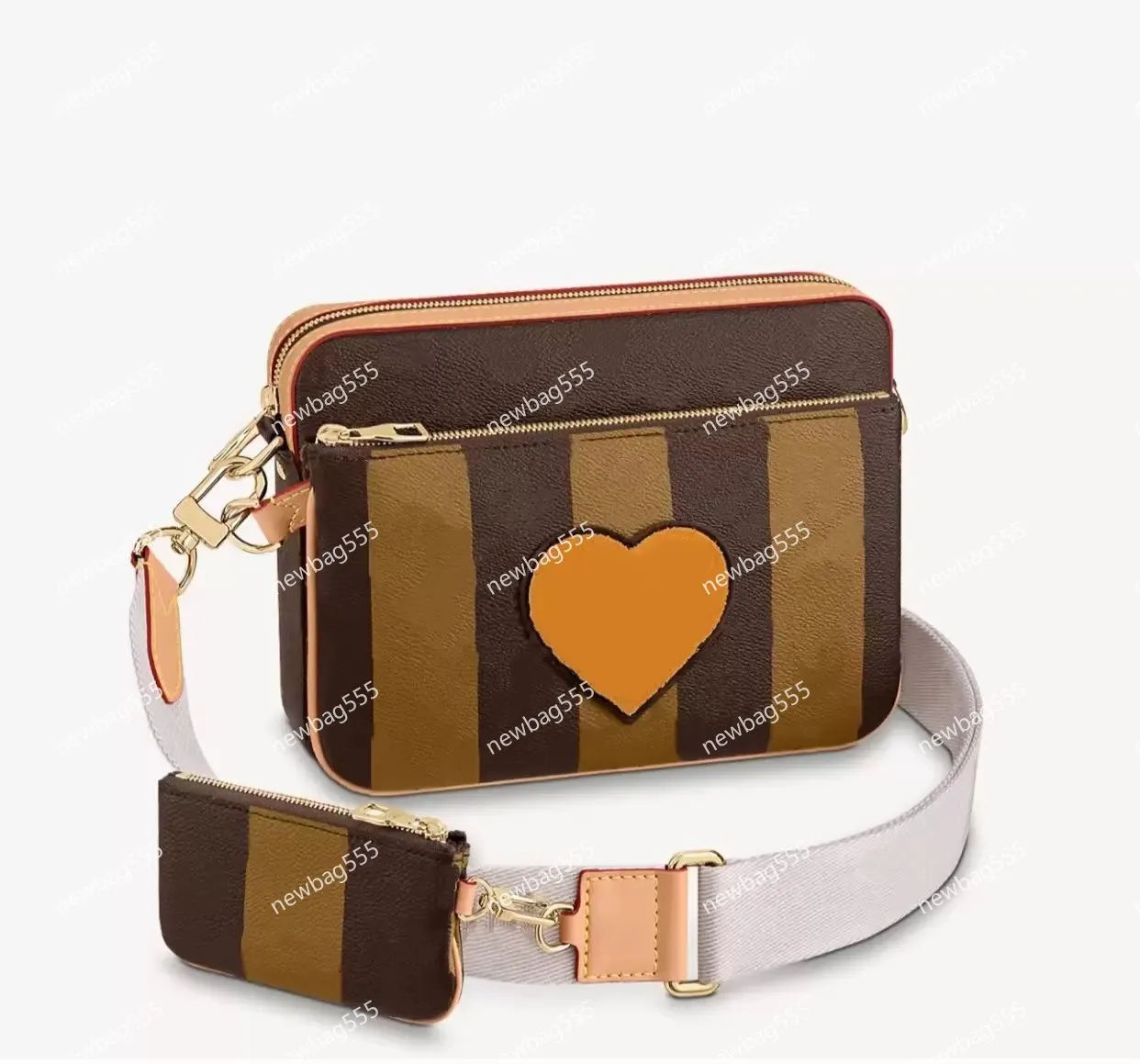 Brand Quality Iconic Men Pochette Trio Messenger Bag Black Grey 