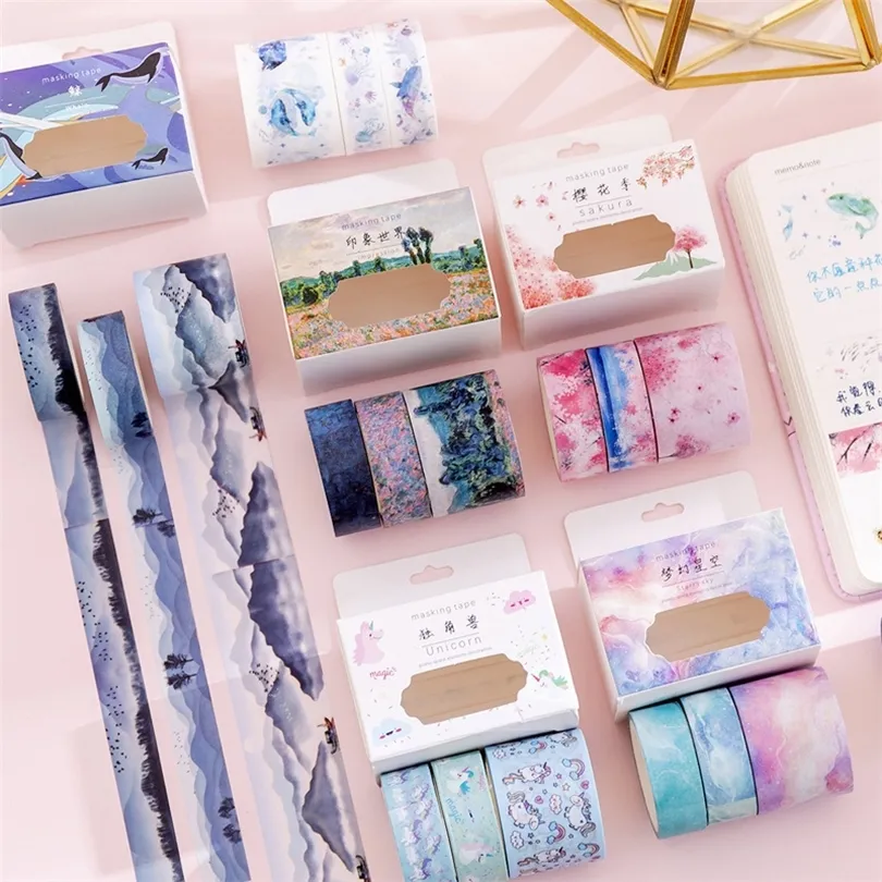 DHgate.com:3-Pack Starlight Planet Sakura Washi Tapes for Scrapbooking ...