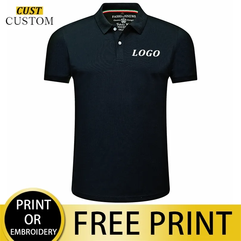 Camisas de pólo Printing de impressão personalizada 100% poliéster respirável masculino pólo pólo camisa pólo uniforme camisetas para homens 220615