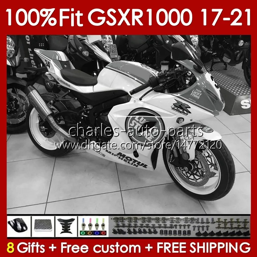 Injection Fairings For SUZUKI K17 GSXR 1000 CC 17 18 19 20 21 Bodywork 146No.56 GSXR1000 1000CC GSXR-1000 2017 2018 2019 2020 2021 GSX-R1000 17-21 OEM Bodys lucky grey blk