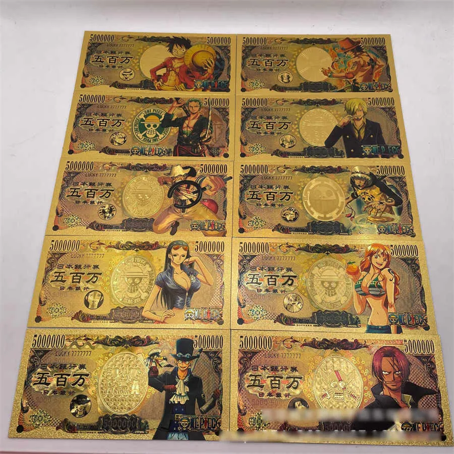 27-Piece One Piece Gold Banknote Manga Cards - Monkey D. Luffy Japanese Anime Set