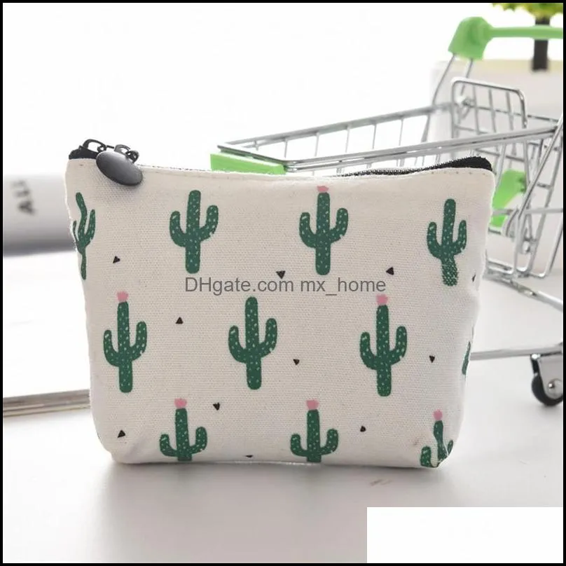 fashion canvas cactus pencil bag coin storage case cosmetic makeup pouch stationery school supplies 6 colors wq731-wll