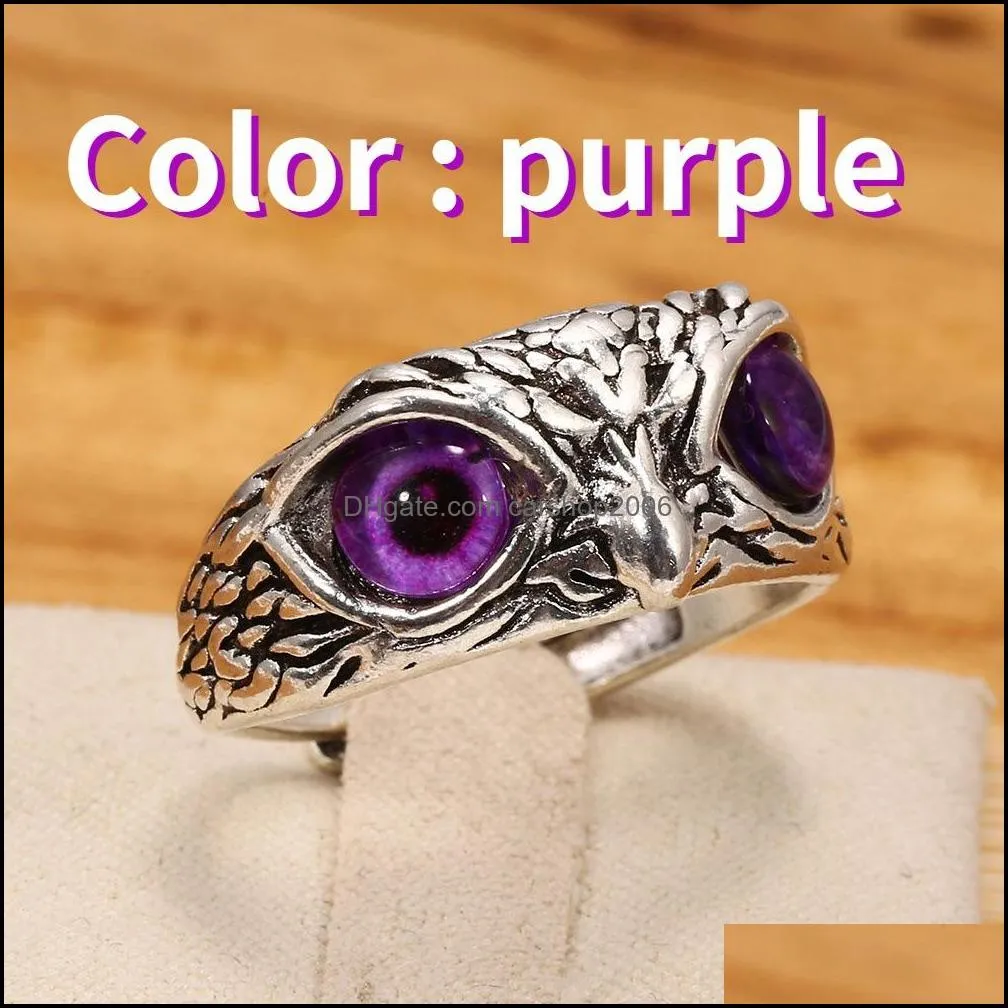 Fashion Owl Ring Eyes Silver Color Men Women Engagement Wedding Rings Jewelry Gift Resizable