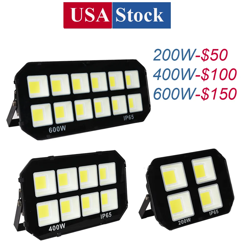 CRESTECH LED Flood Lights Outdoor 600W 500W 400W 300W 200W IP66 Waterproof Cold White 6500K Garage Backyard Playground USA Stock