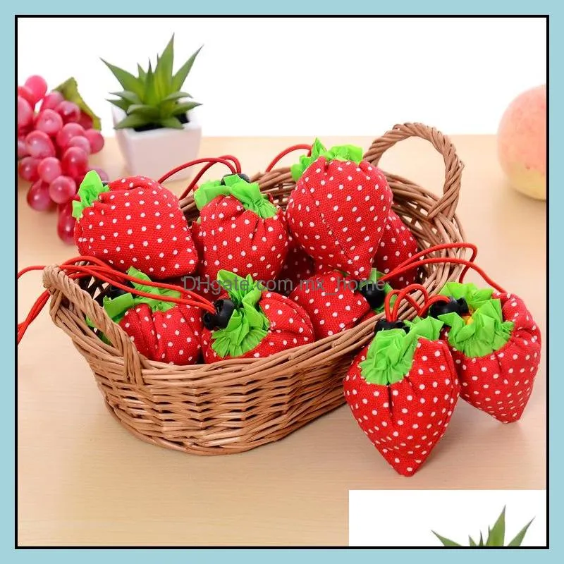 storage handbag strawberry grapes pineapple foldable shopping bags reusable folding grocery nylon large bag random color wll61