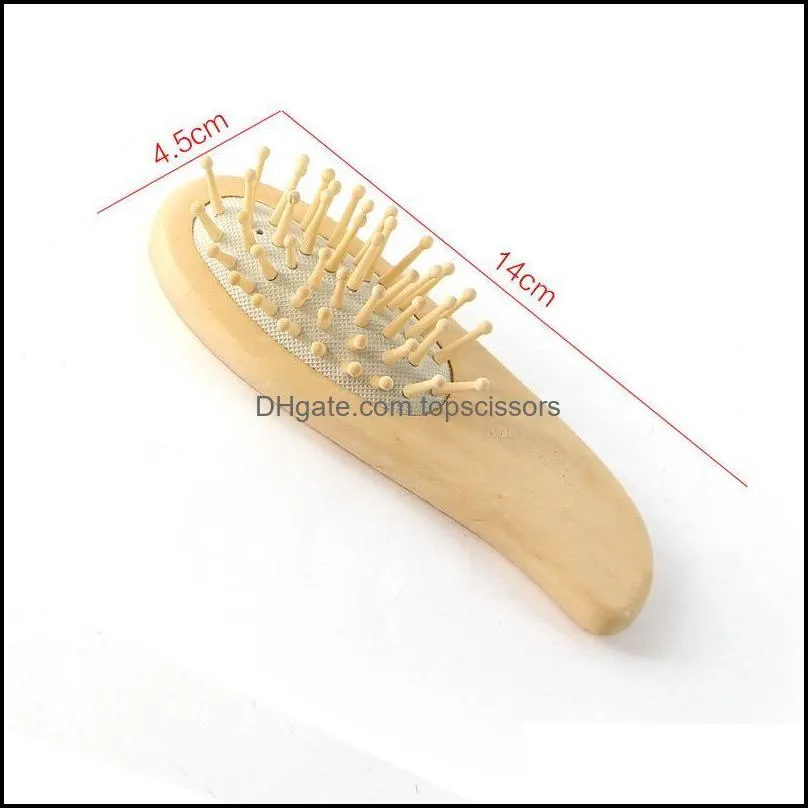 Hair Straightener Brush Wood Pointed Handle Steel Teeth Massage Hair Brush Head Care Comb Relaxing Wooden Hair Comb DHL Free