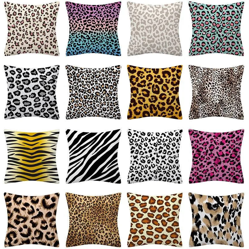 Kudde/dekorativ kudde vintage leopard täcker polyester kudde 45x45 cm färgglada tryckkuddar soffa hem dekorativ kast kuddkudde