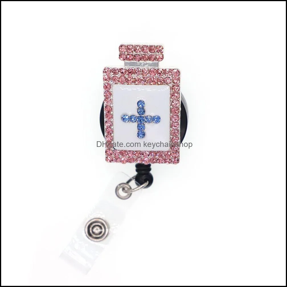 Key Rings Jewelry New Arrival Rhinestone Medicine Design Id Holder/Nurse Phary Pill Bottle Retractable Badge Reel With Swivel Clip Drop Deli