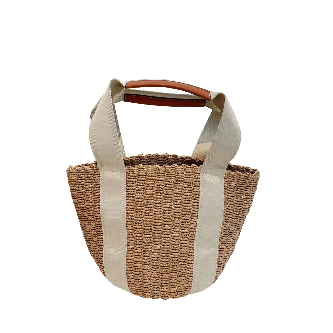 2022 Summer Fashion Straw Woven Shopping Bag Embroidery C Lafite Grass Vegetable Basket Travel Clutch Handbag Women Lady Beach Handbag