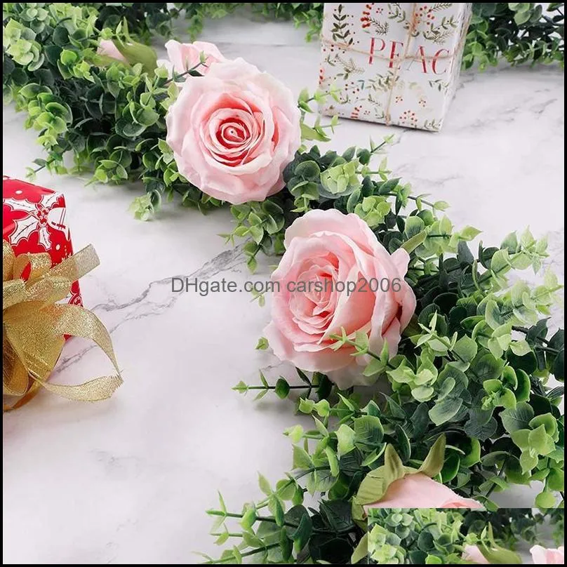 Decorative Flowers & Wreaths Artificial Eucalyptus Garland 6 Packs,Artificial Vines Faux Greenery Garland,for Wedding/Party/Arch
