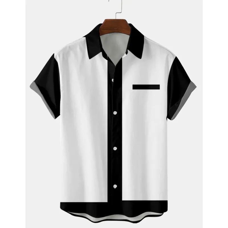 Vintage Bowling Button Up Mens Button Down Shirts For Men 