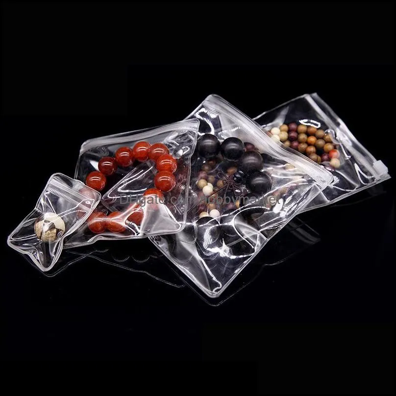 Sacchetti per gioielli Borse Imballaggio Display Borsa in PVC morbido con cerniera Gioielli spessi Confezione in plastica trasparente K Anello braccialetto richiudibile con chiusura automatica Nec