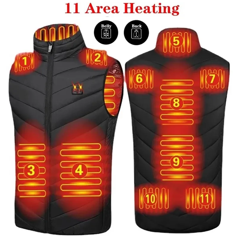 Jymcw USB Electric Heated Vest Winter Smart Heating Jackets Men Sermal Heat Clothing PlusサイズハンティングコートP8101C 220808