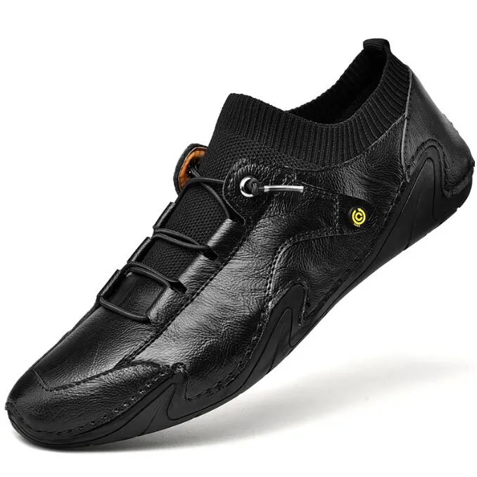 2022 Nya män skor mode män handgjorda mjuka läderskor utomhus casual mens slip-on skor män loafers stor storlek 46