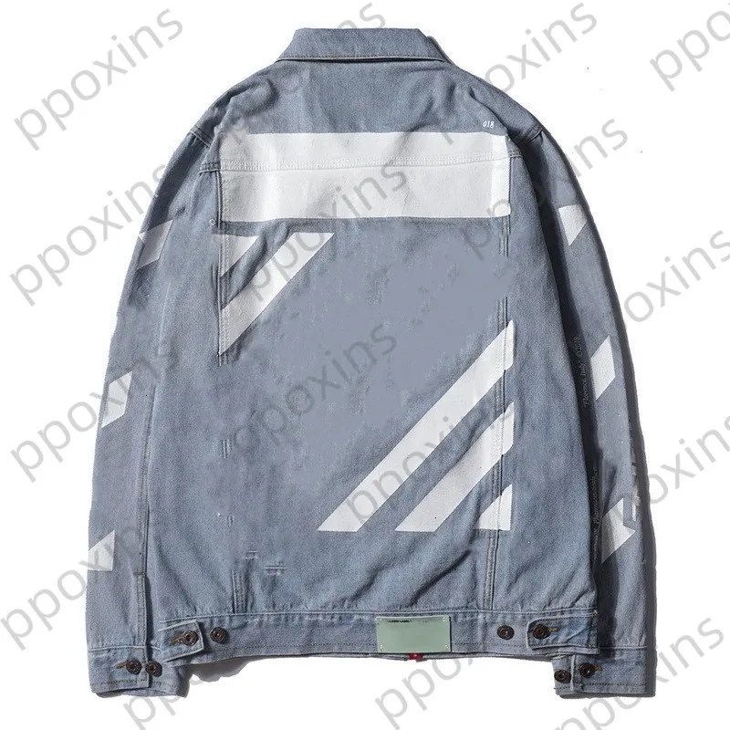 Modeontwerper herenjack gewassen denim Europees modemerk beschadigde witte bedrukte winterjacks mannen windbreakers jas