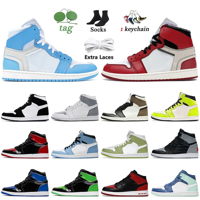 2024 Luxe Mode Jumpman 1 1s Basketbalschoenen Offs University Blue Chicago White Stealth Patent Bred Visionaire Green Python 2022 Sneakers