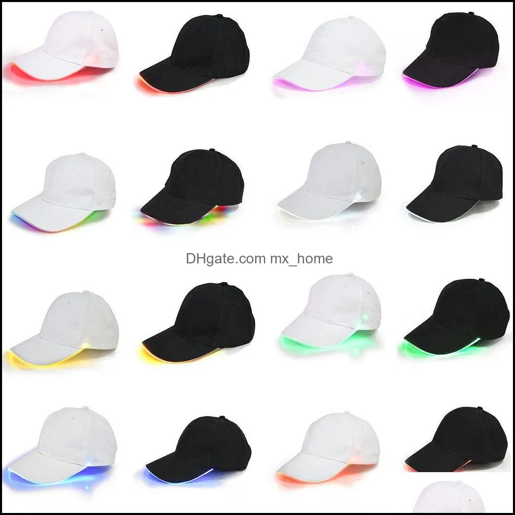 32 Colors LED Lighted Up Baseball Cap Glow Club Baseball Hip-Hop Golf Dance Hat Optical Fiber Luminous Caps Adjustable DDA734 Party