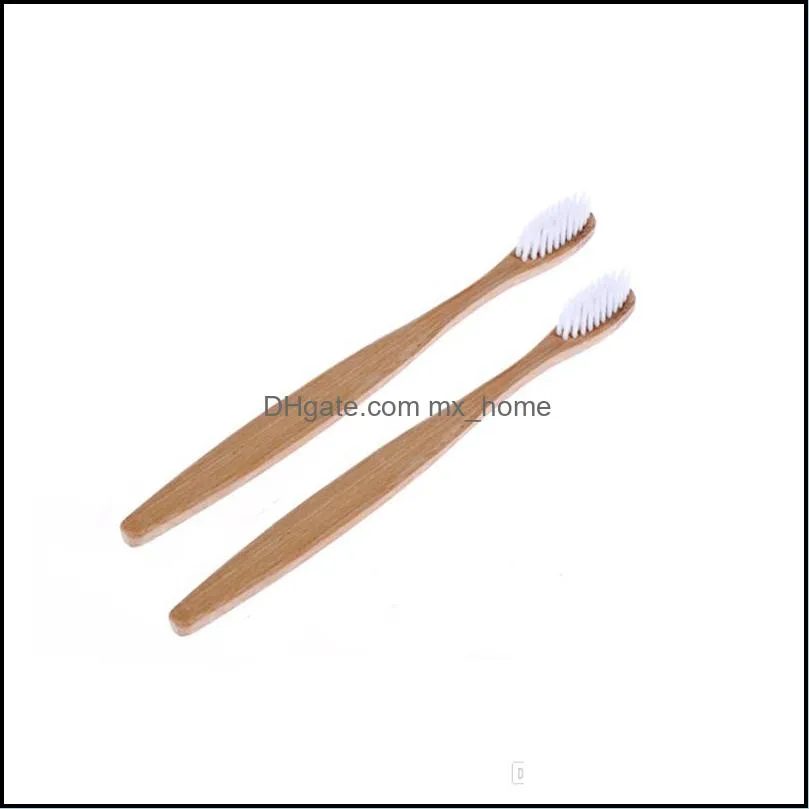 Eco friendly bamboo toothbrush pack of 5 flat handle with Kraft box travel disposable for hotel and home