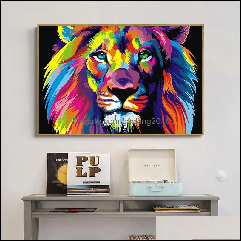 Frameless Colorful  Animals Abstract Paintings Diy Digital Painting By Numbers Modern Wall Art Picture For Home Walls Artwork Home