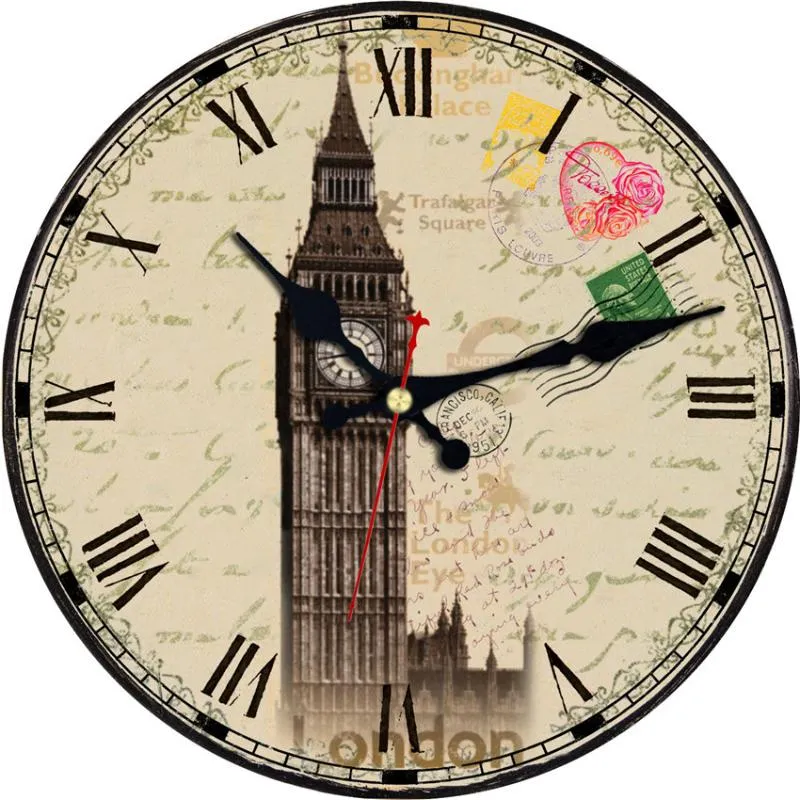 Wanduhren Landschaftsturm Design London Uhr Relogio de Parled groß für das Wohnzimmer Saat Home Dekoration Uhr Uhr