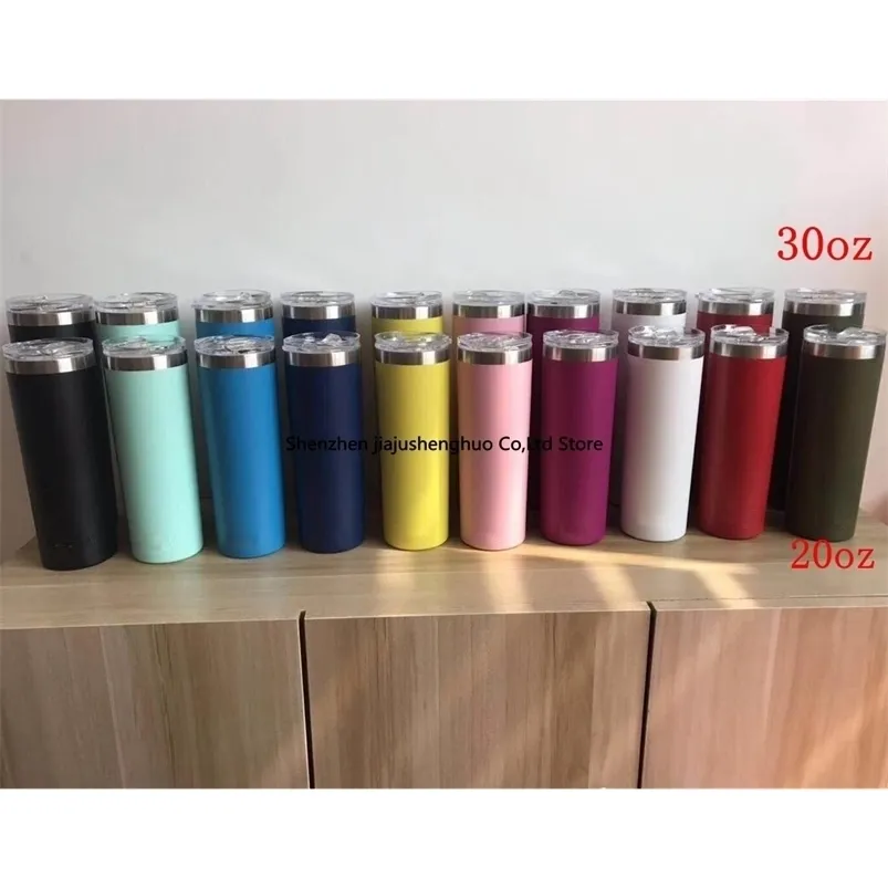 20oz 30oz tumbler dubbel vägg rostfritt stål vakuumisolerade raka koppar flask öl kaffe muggar lj200821