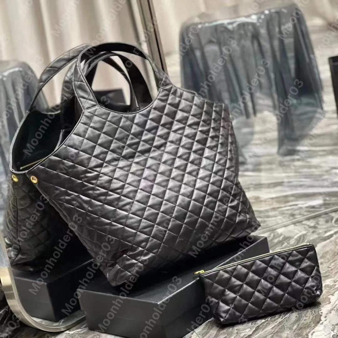 Icare Tote Designer Alışveriş Çantaları Lüks Toox Çanta Çanta Çanta Kuzu Halin Pırlanta Desen Büyük Omuz Gerçek Deri Kadınlar Toates Crossbody Lady Handbags