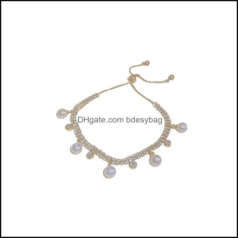 charm bracelets fashion diamond pearl bracelet for women girls french temperament light luxury elegant wedding gifts jewelrycharm